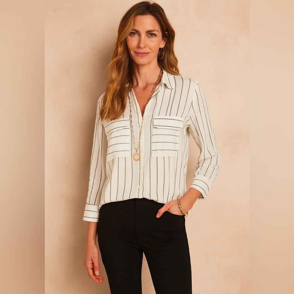 NWT Blu Pepper by Stichfix Grey/white button up
